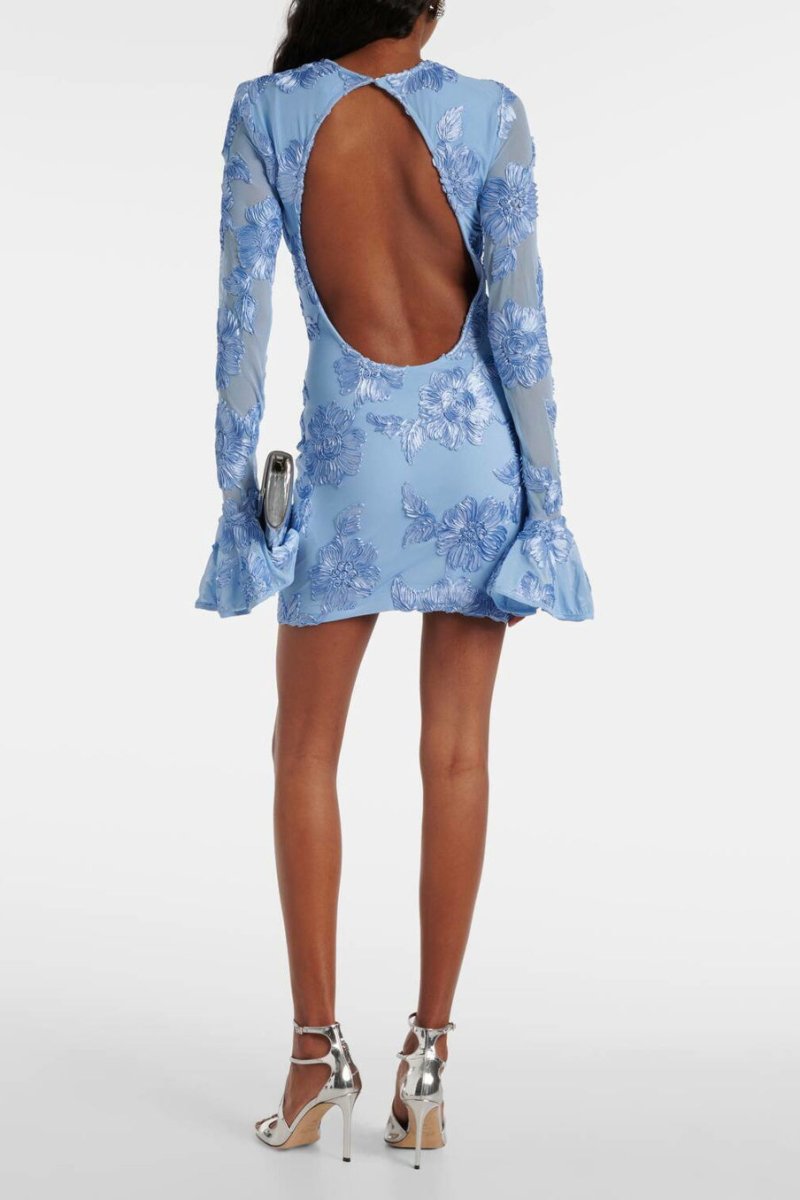 Robe Mini d'Été pour Femmes avec Broderie Florale - Isabella
