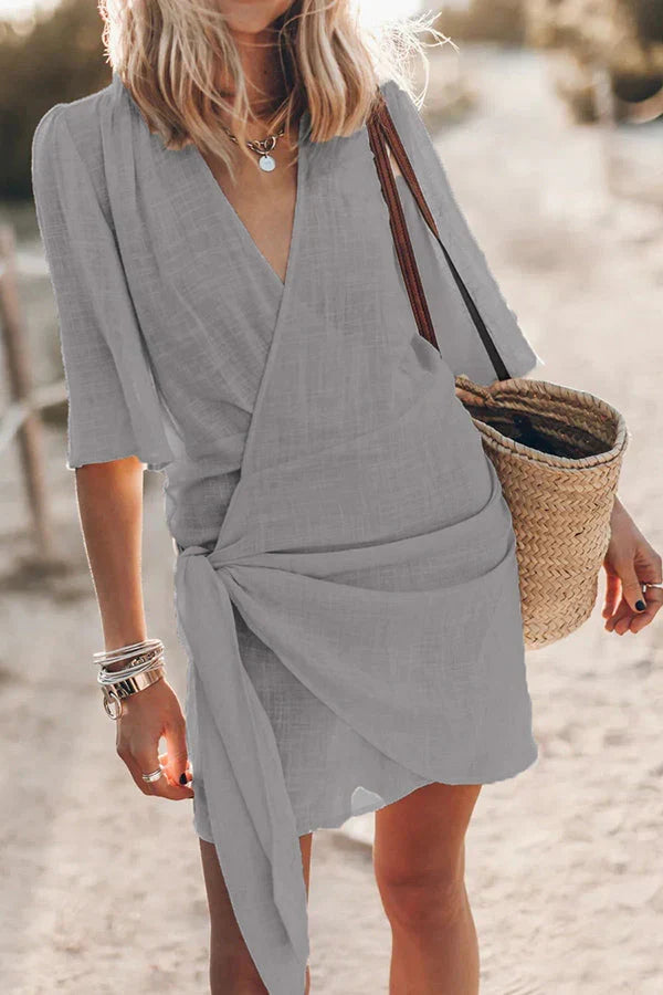 Robe d'été mini femme avec enroulement noué - Kayla