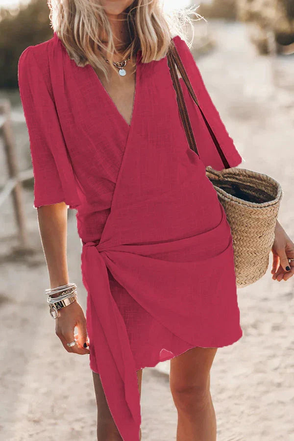 Robe d'été mini femme avec enroulement noué - Kayla