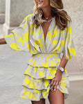 Robe d'Été Mini Élégante à Imprimé Flatteur avec Taille Élastique - Caroline