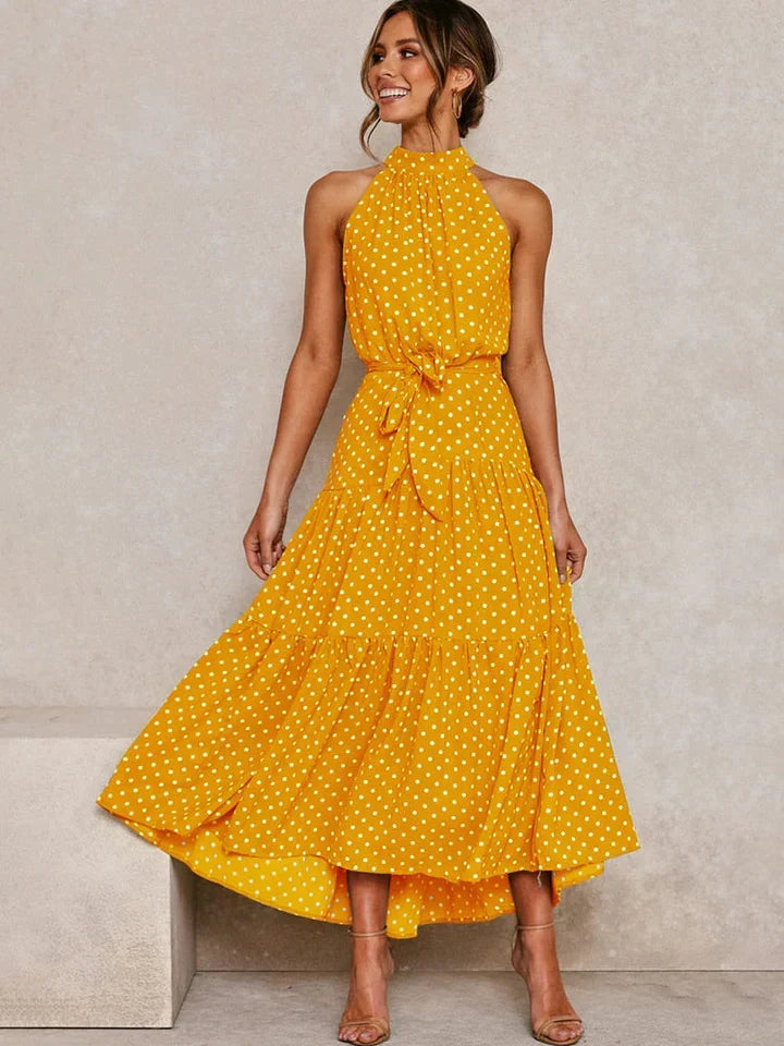 Robe d'été à pois pour femmes Halter Slim Fit - Emma