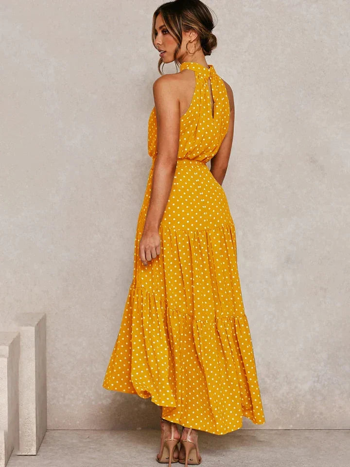 Robe d'été à pois pour femmes Halter Slim Fit - Emma