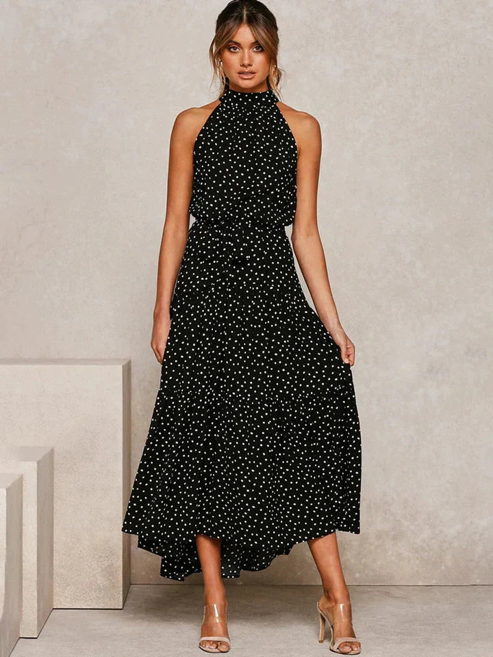 Robe d'été à pois pour femmes Halter Slim Fit - Emma