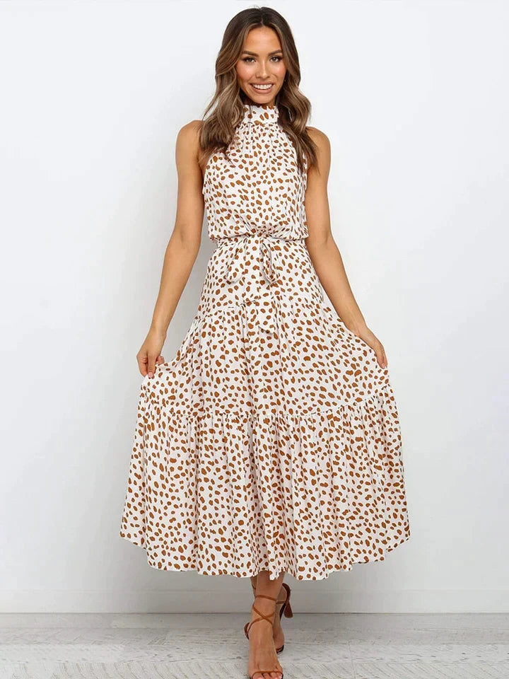 Robe d'été à pois pour femmes Halter Slim Fit - Emma