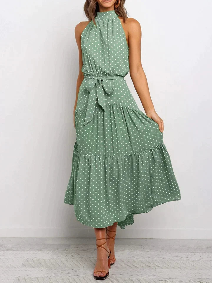 Robe d'été à pois pour femmes Halter Slim Fit - Emma