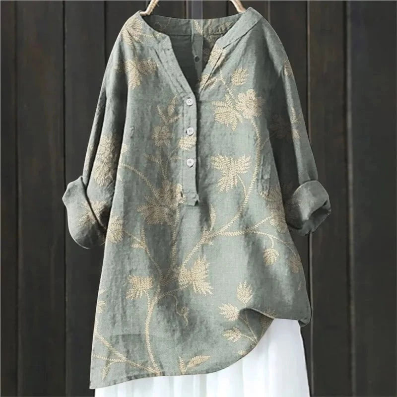 Blouse Femme avec Imprimé Floral et Col en V