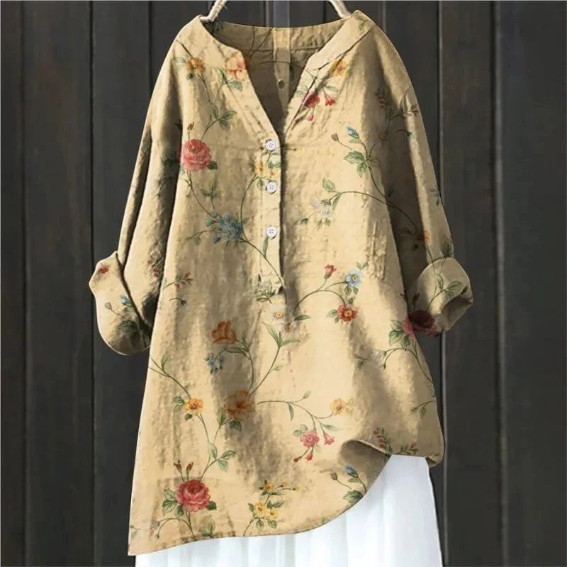 Blouse Femme avec Imprimé Floral et Col en V