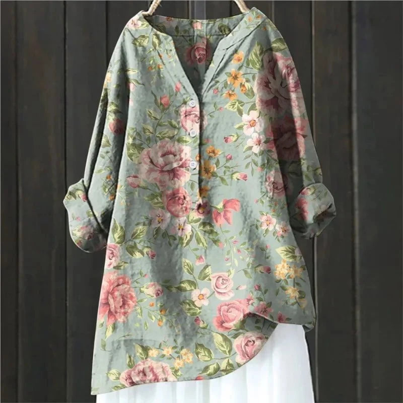 Blouse Femme avec Imprimé Floral et Col en V