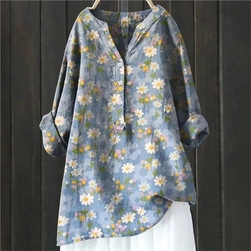 Blouse Femme avec Imprimé Floral et Col en V