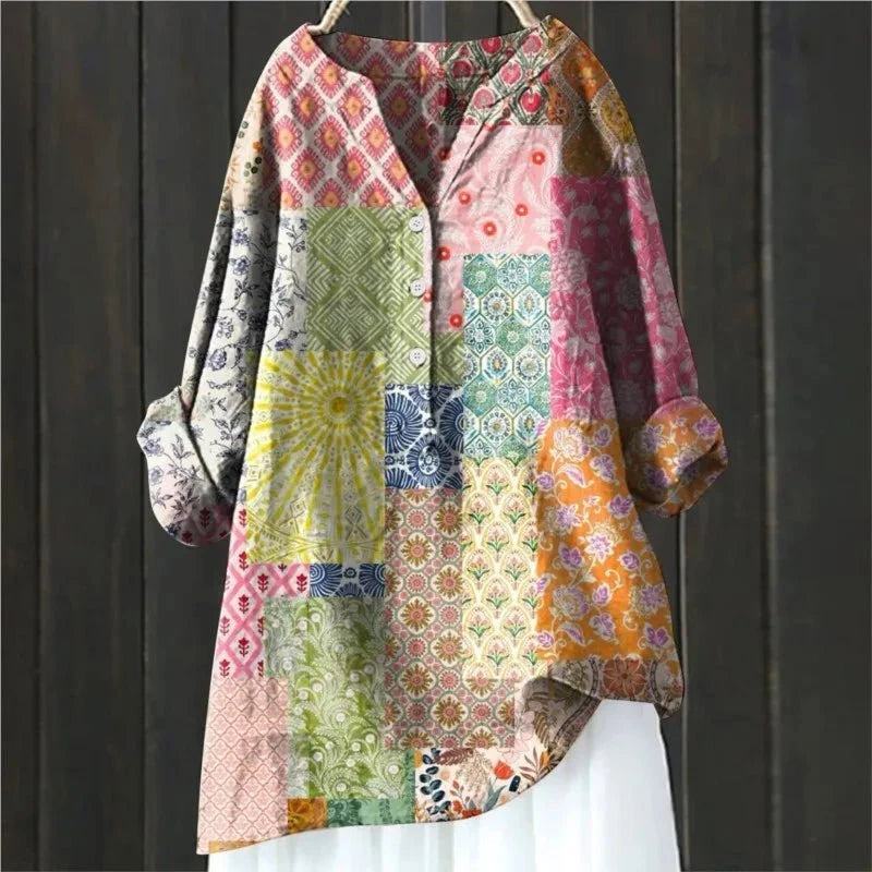 Blouse Femme avec Imprimé Floral et Col en V