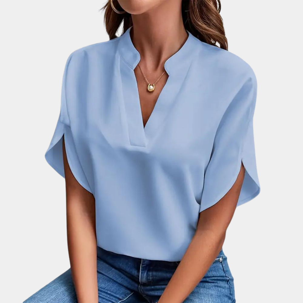 Blouse Femme à Manches Courtes et Col en V