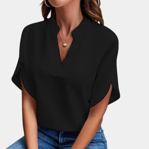 Blouse Femme à Manches Courtes et Col en V