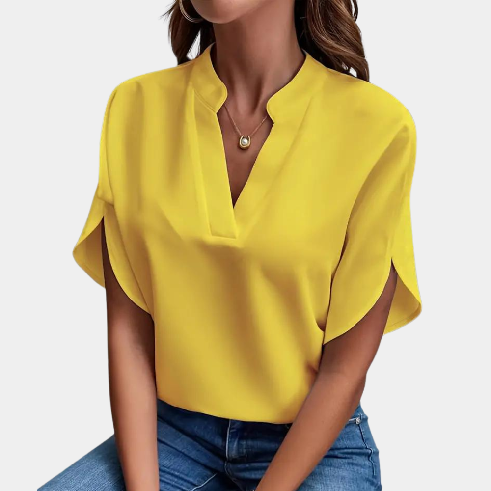 Blouse Femme à Manches Courtes et Col en V