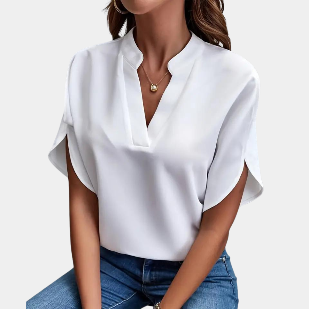 Blouse Femme à Manches Courtes et Col en V