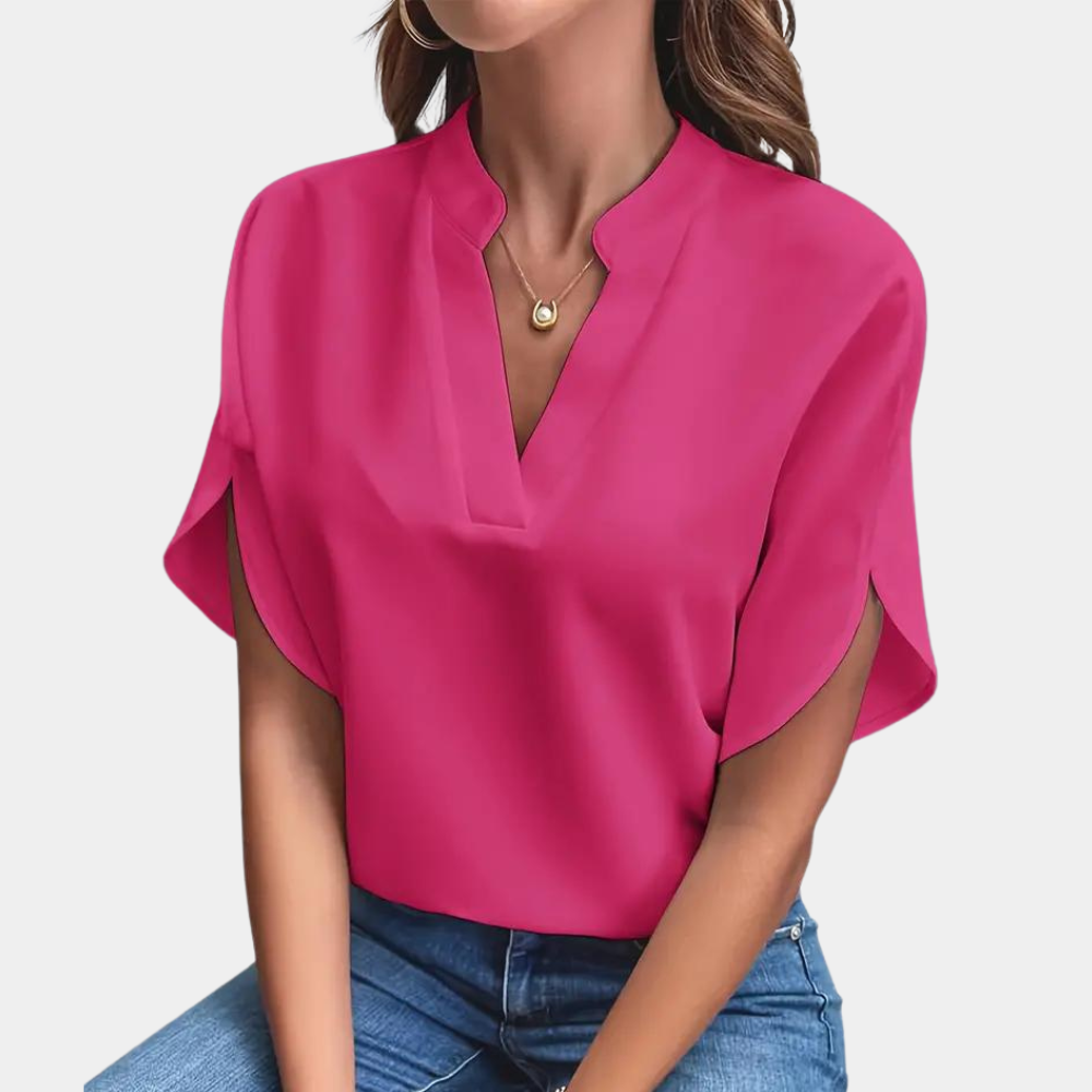 Blouse Femme à Manches Courtes et Col en V