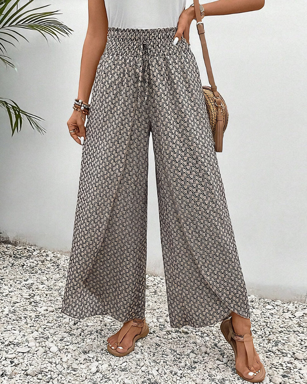 Pantalon Large Long Femme avec Motif