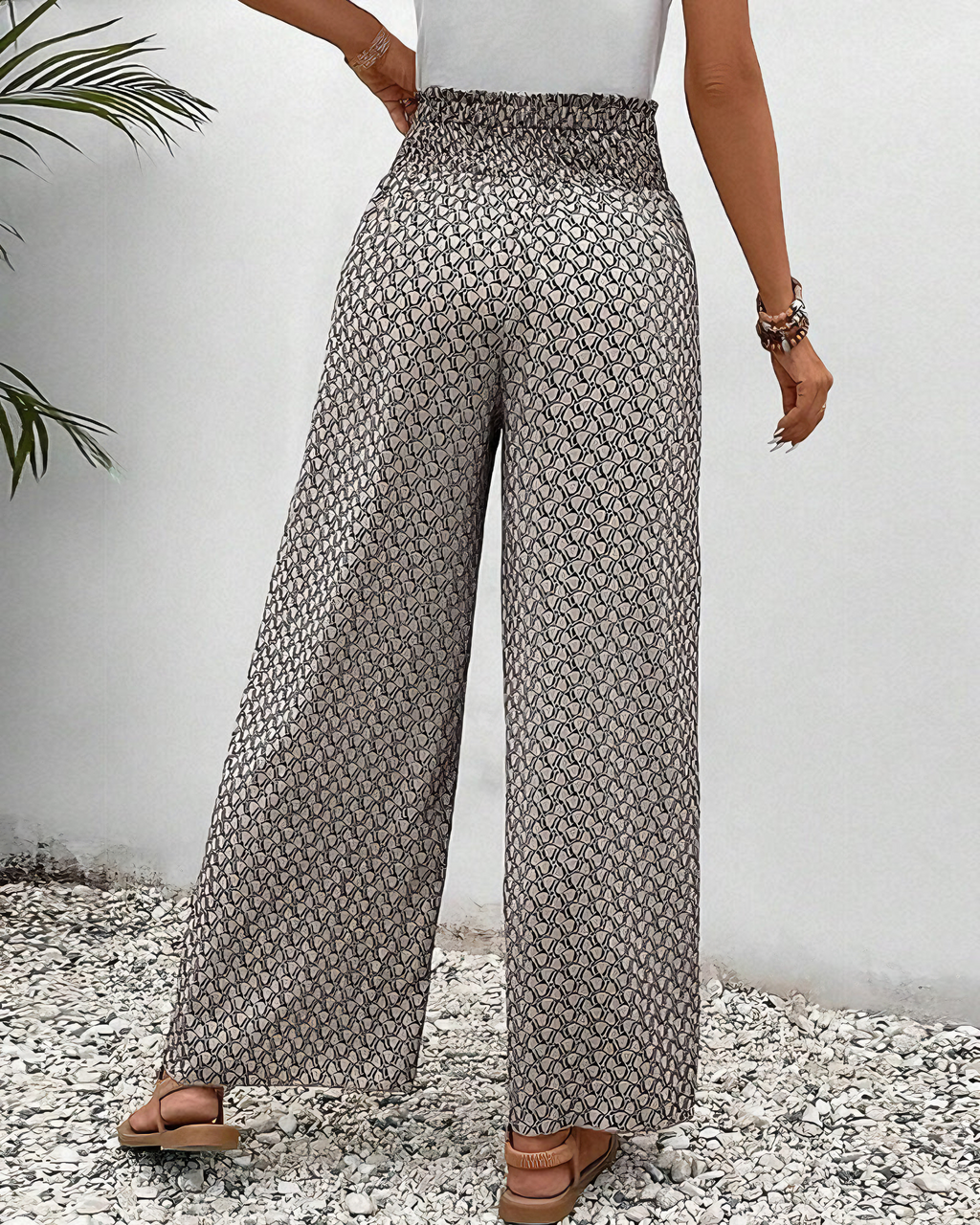 Pantalon Large Long Femme avec Motif