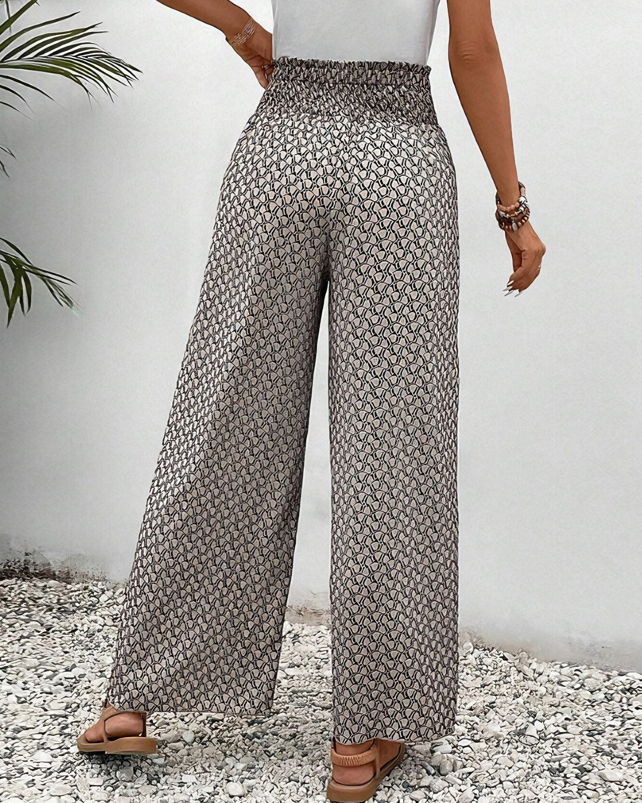 Pantalon Large Long Femme avec Motif