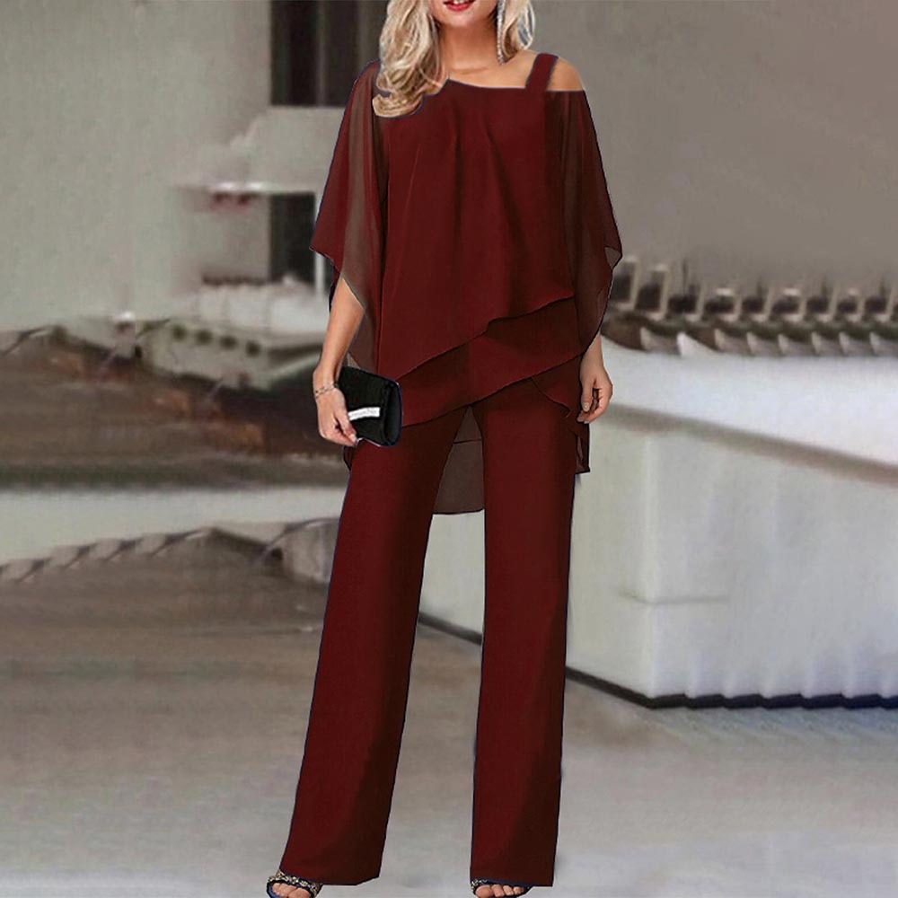 Ensemble Jumpsuit Femme avec Top Off-Shoulder et Style Élégant
