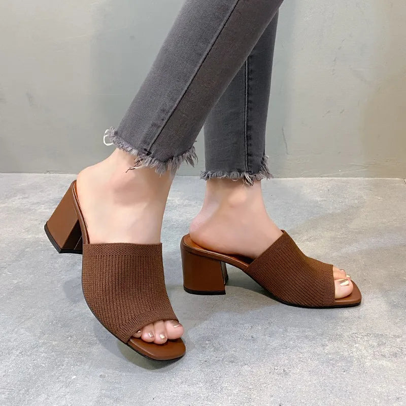 Mules pour Femmes avec Talon et Ouvert devant