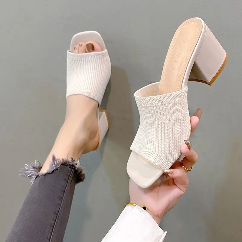 Mules pour Femmes avec Talon et Ouvert devant