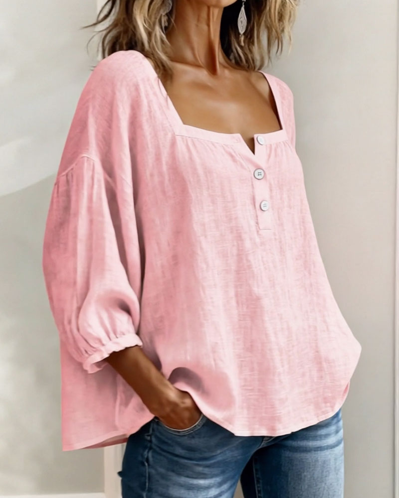 Blouse pour femmes | Encolure carrée & Élégantes manches bouffantes