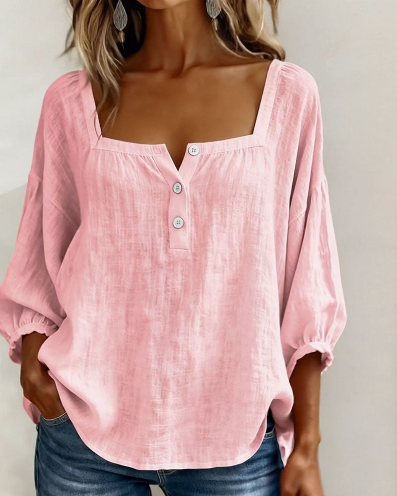 Blouse pour femmes | Encolure carrée & Élégantes manches bouffantes