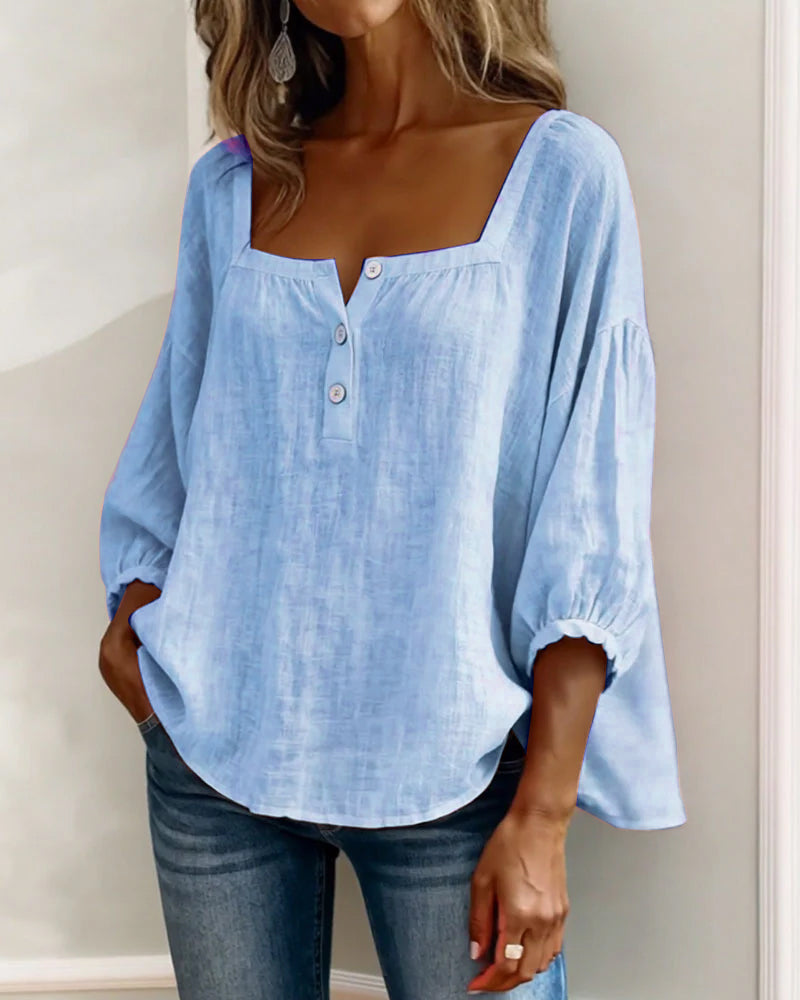 Blouse pour femmes | Encolure carrée & Élégantes manches bouffantes