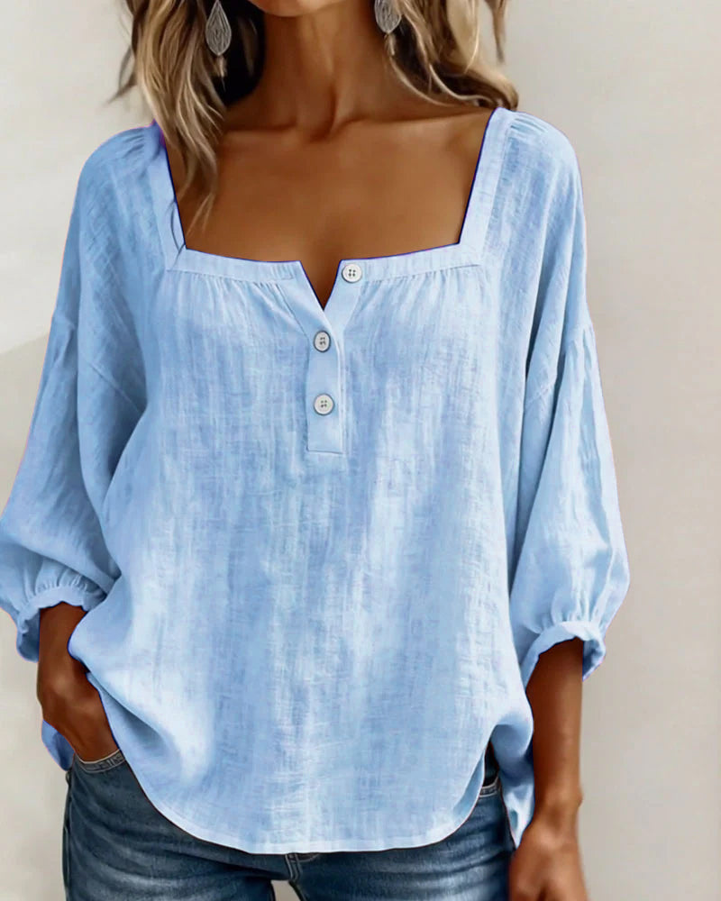 Blouse pour femmes | Encolure carrée & Élégantes manches bouffantes