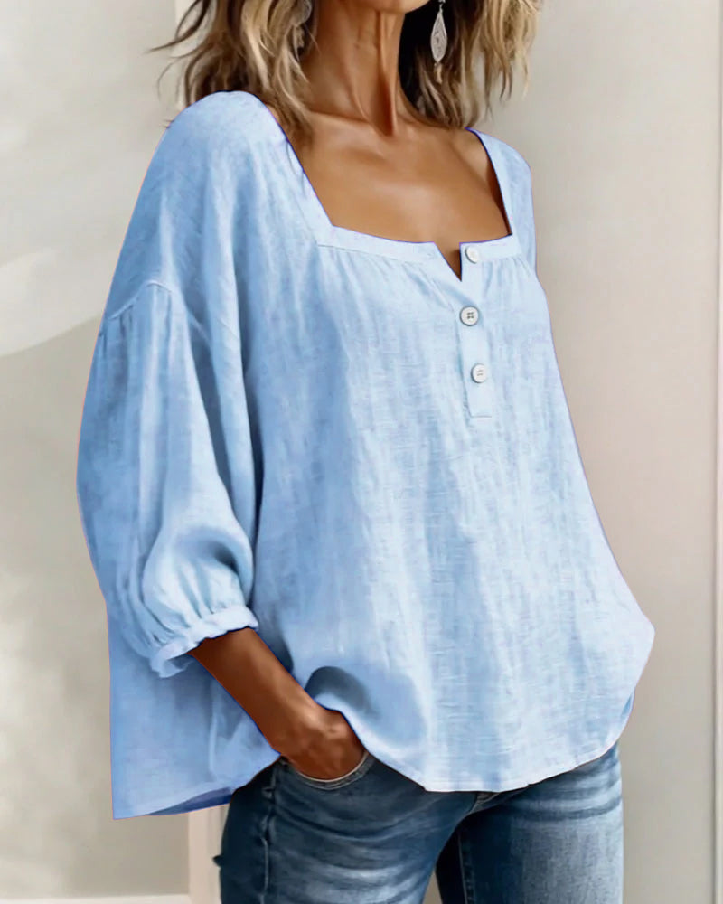 Blouse pour femmes | Encolure carrée & Élégantes manches bouffantes