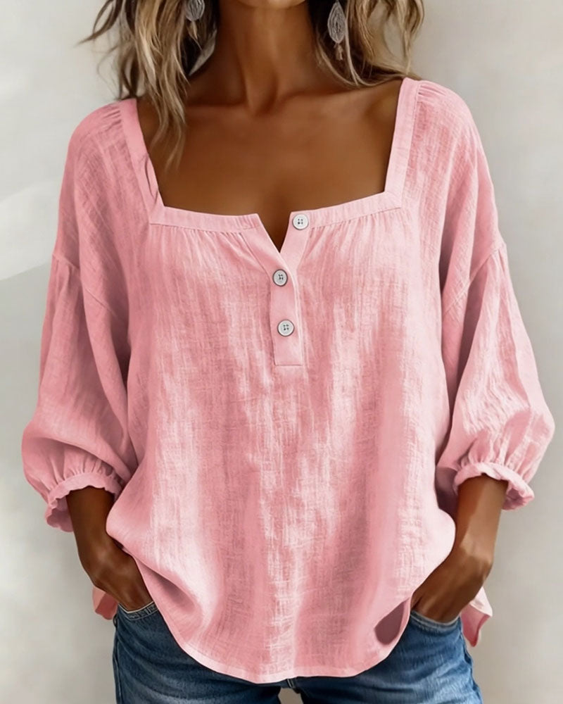 Blouse pour femmes | Encolure carrée & Élégantes manches bouffantes