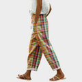 Pantalon Long Femme à Motif Carreaux