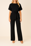 Combinaison à Jambe Large pour Femme avec Ceinture et Manches Courtes Style Kimono