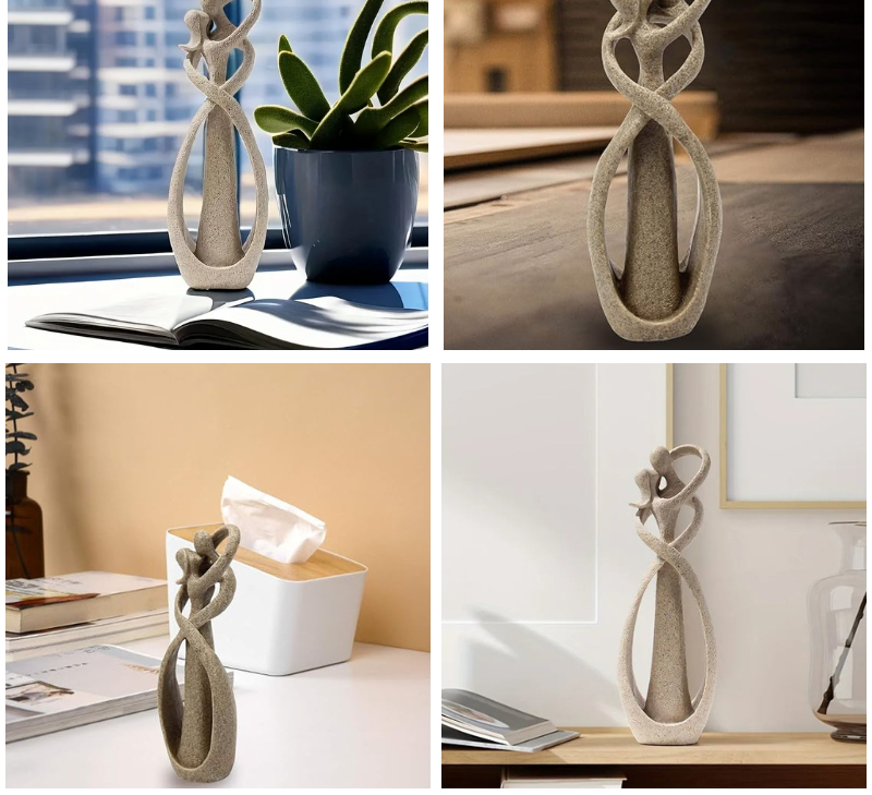 Étreinte Éternelle | Statue Abstraite | Amour Intemporel | Cadeau Unique