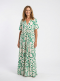 Zuleika | Robe Midi à Manches Courtes et Décolleté en V Floral