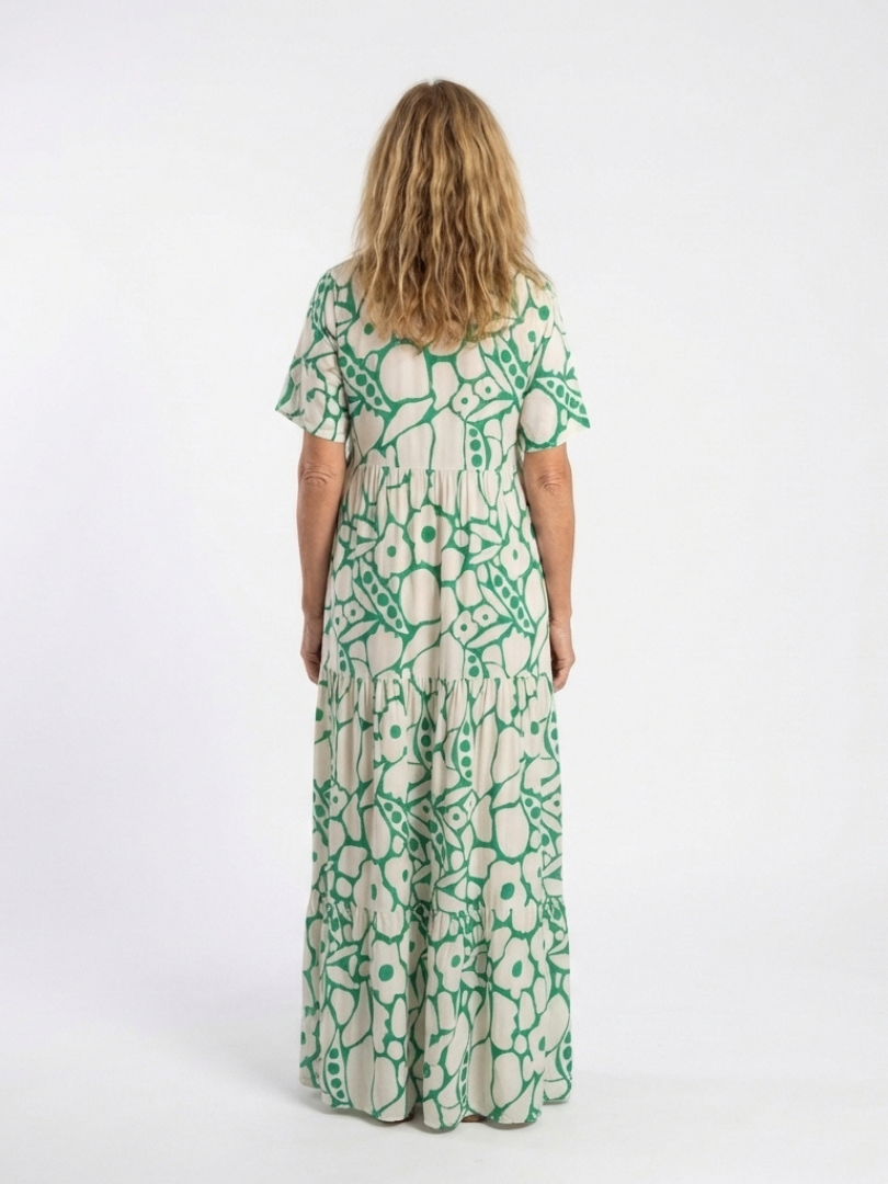 Zuleika | Robe Midi à Manches Courtes et Décolleté en V Floral