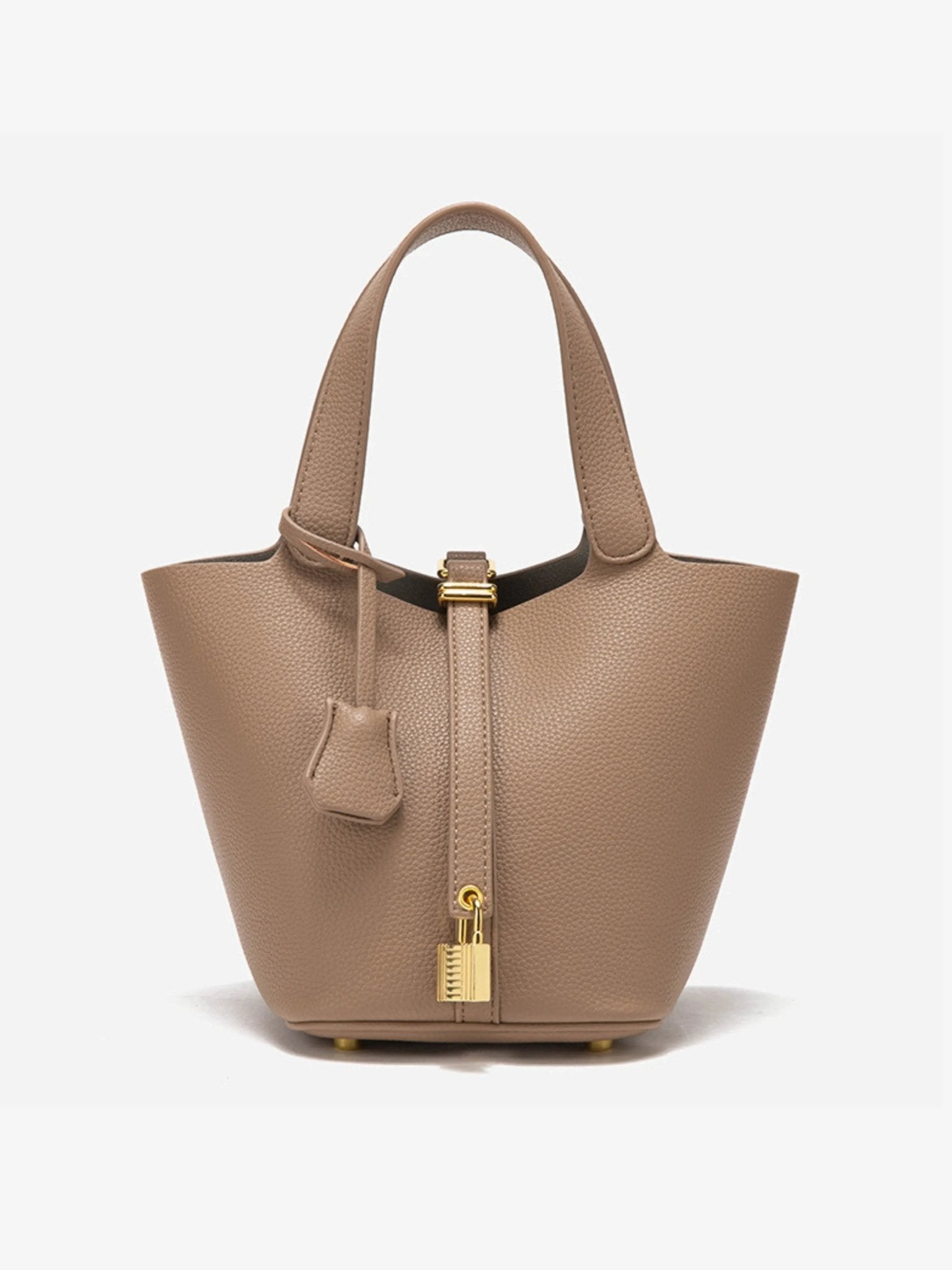 Sac seau en cuir taupe de luxe