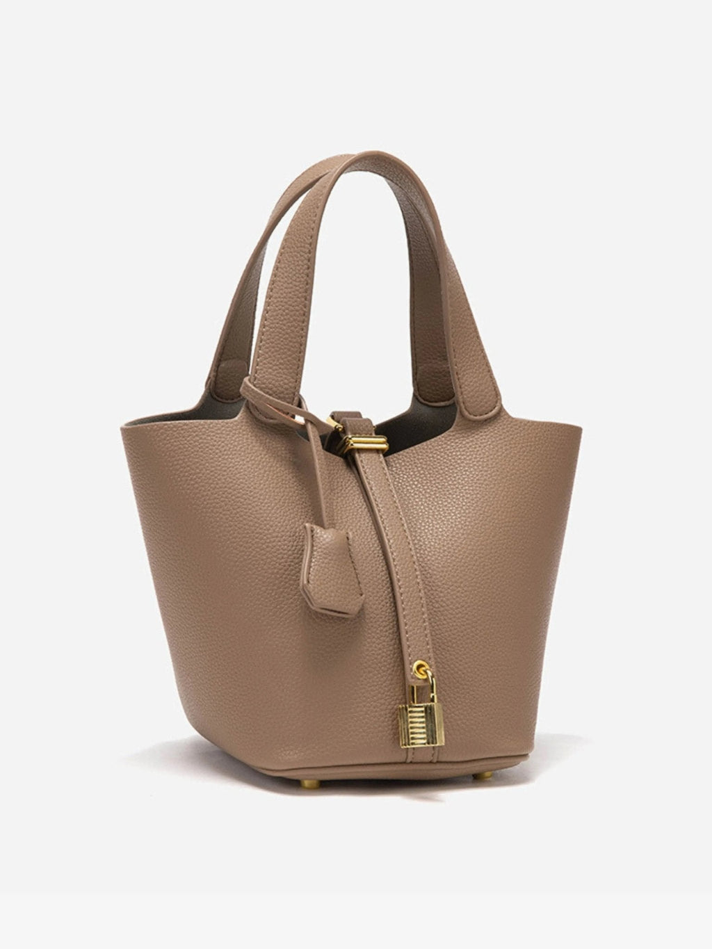 Sac seau en cuir taupe de luxe