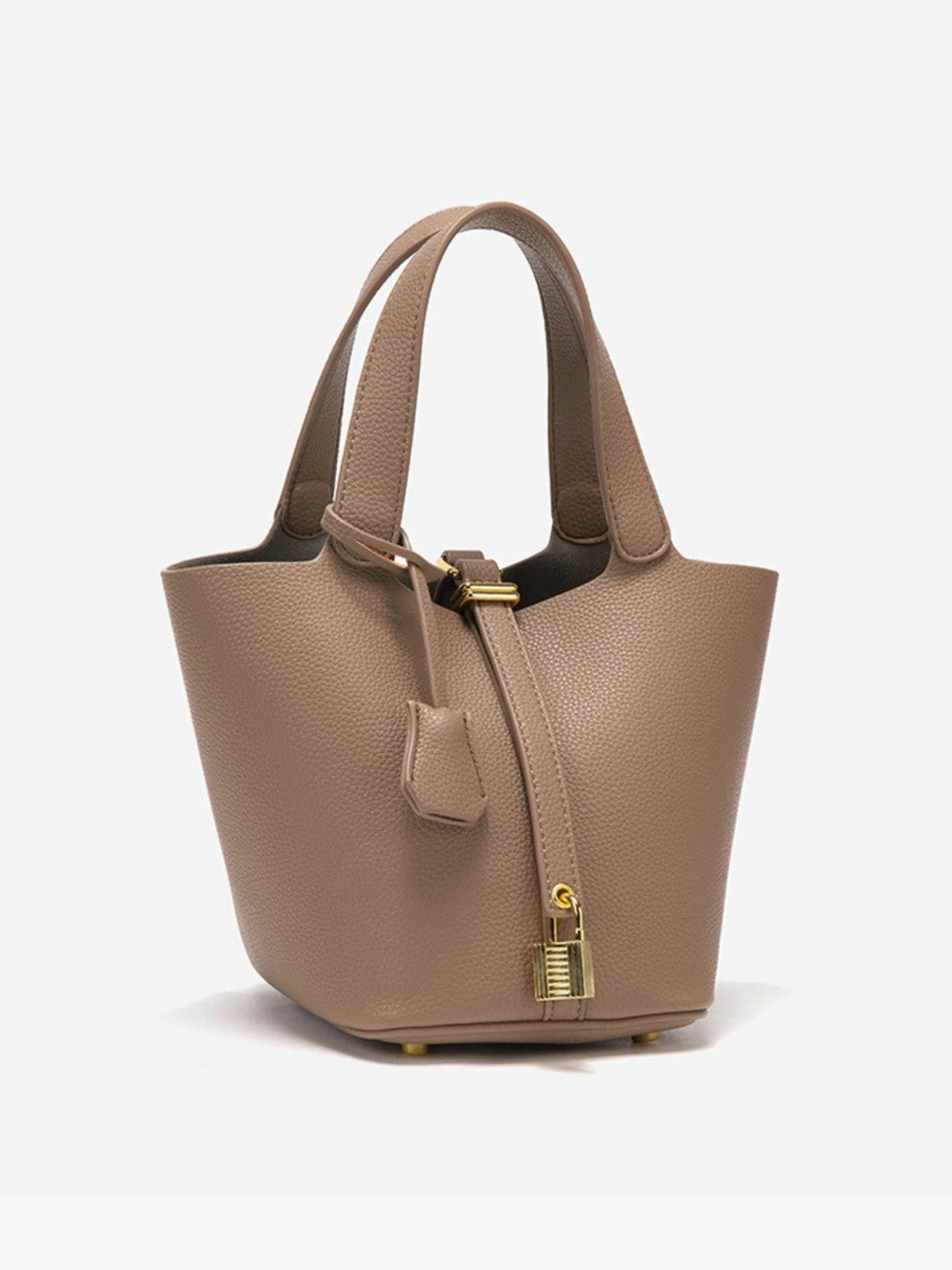 Sac seau en cuir taupe de luxe