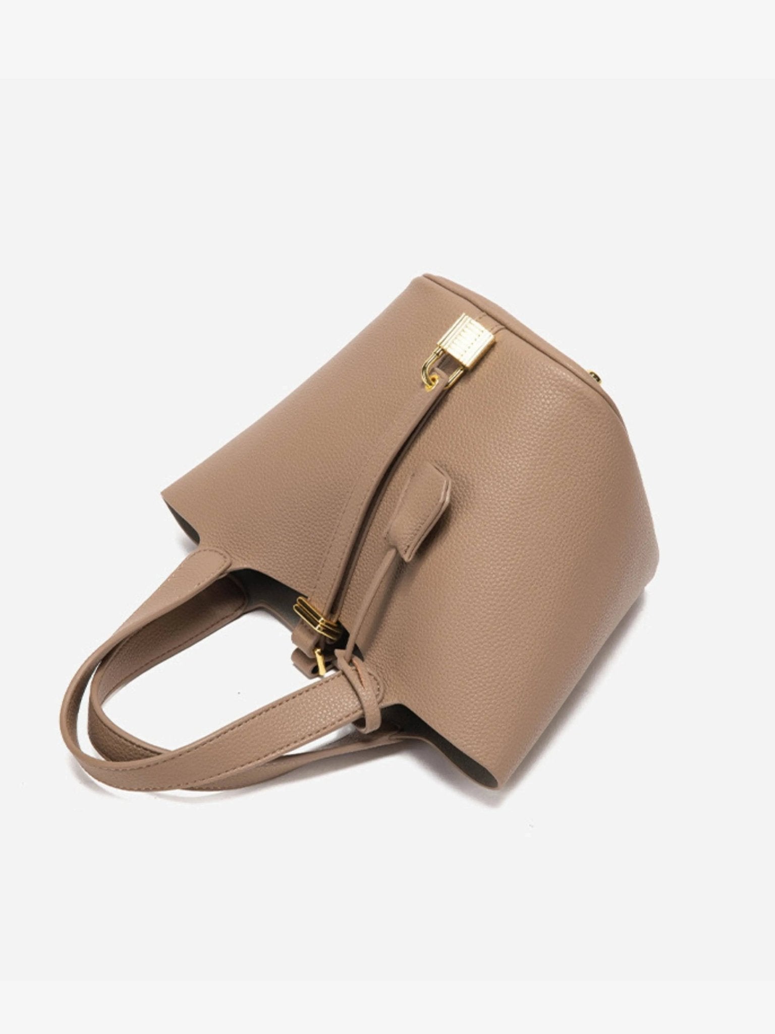 Sac seau en cuir taupe de luxe