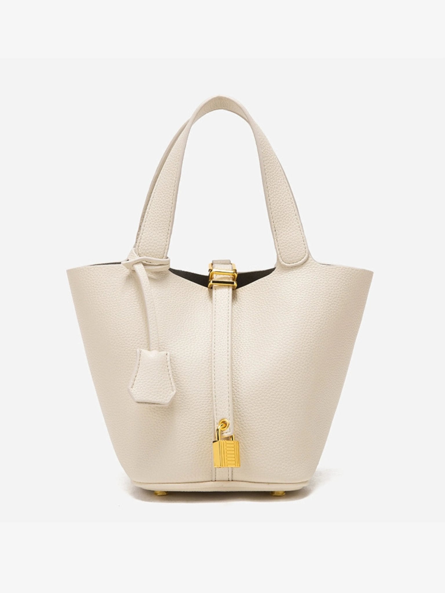 Sac seau en cuir taupe de luxe