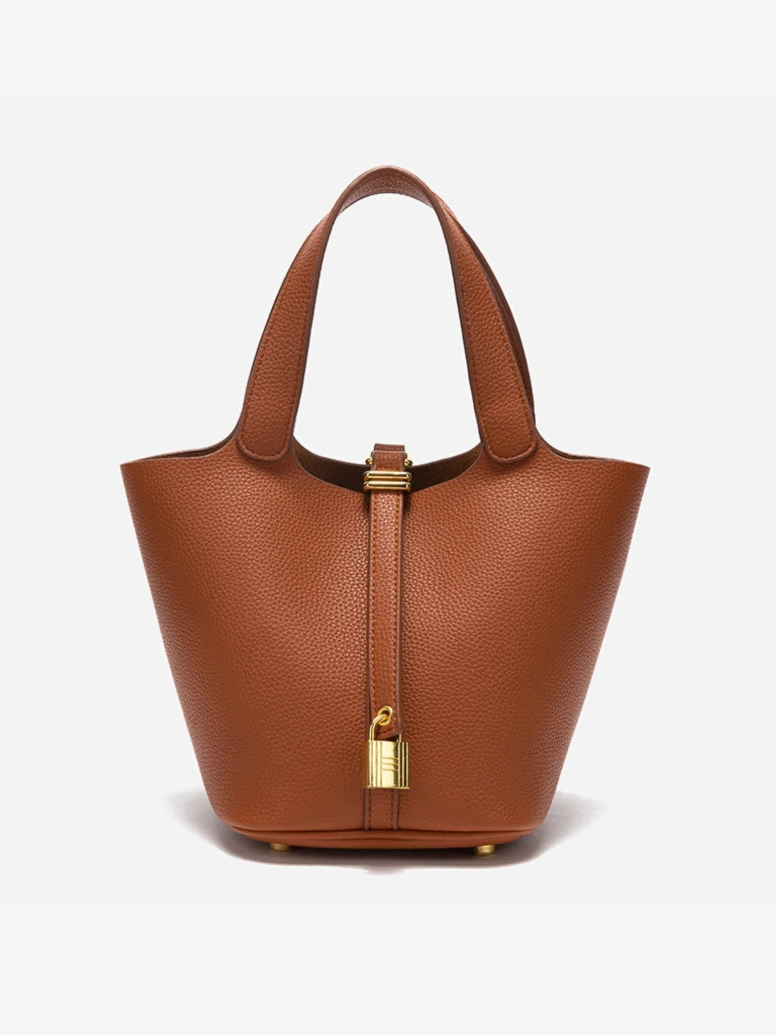 Sac seau en cuir taupe de luxe