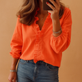 Chemise en Gaze avec Volants et Manches Longues Style Décontracté pour Femme