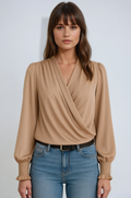 Blouse élégante à manches longues enroulée