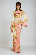 Robe de Soirée à Manches Évasées Florales