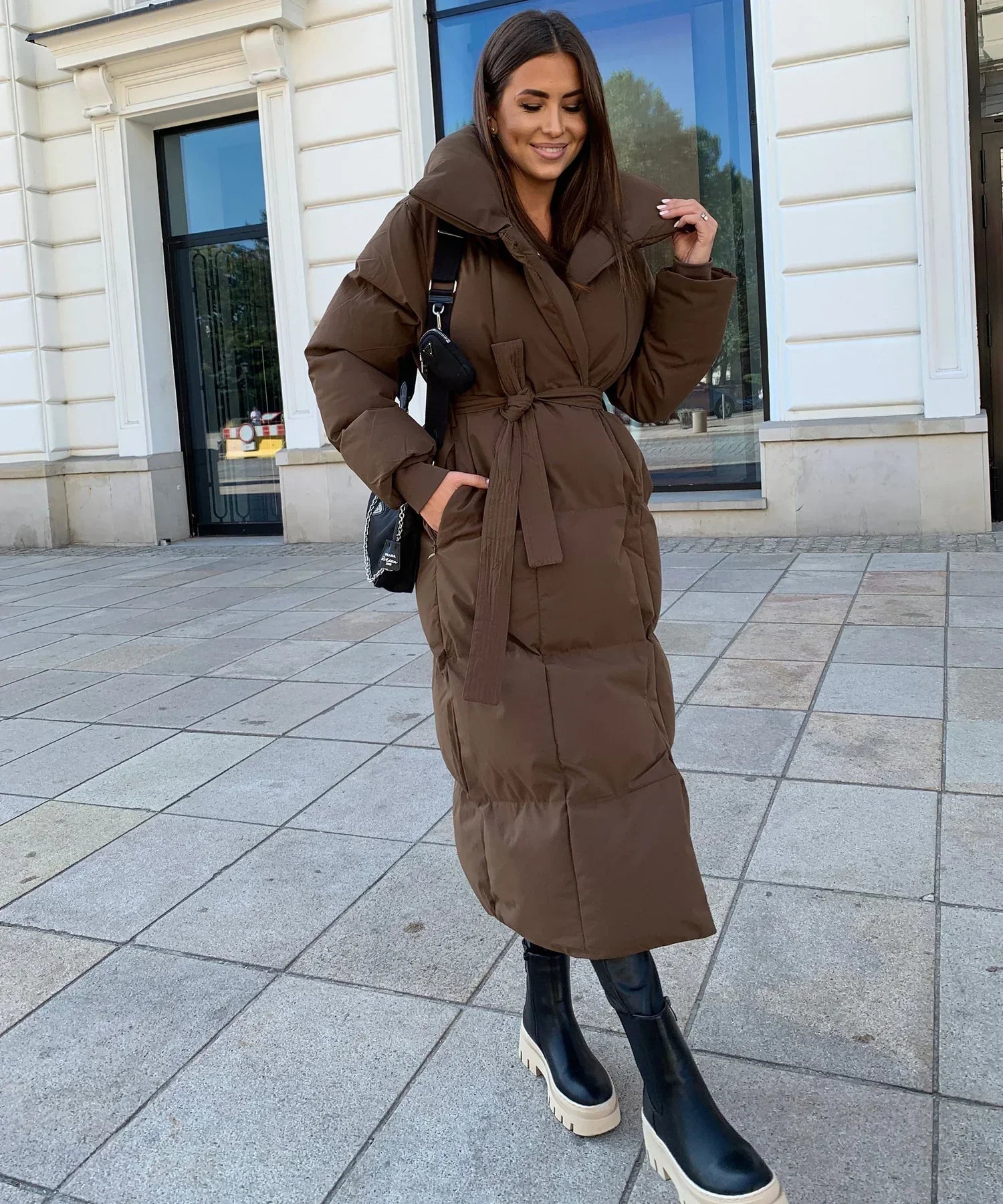 Veste d'hiver longue et confortable en duvet pour femmes