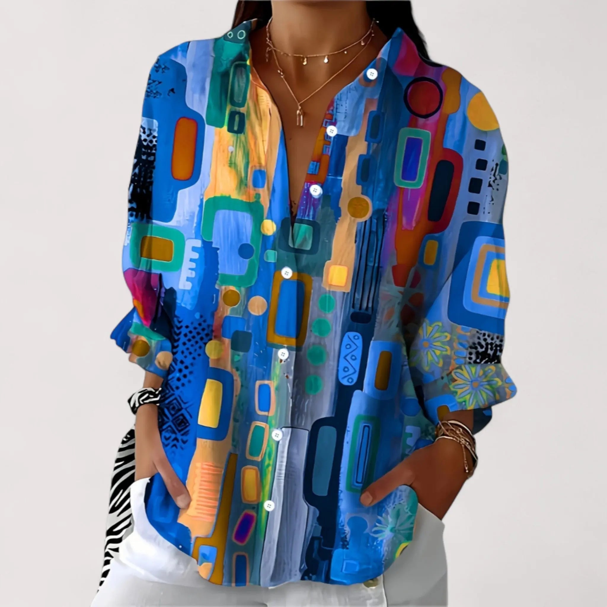 Blouse Élégante Femme | Abstrait & Colorée