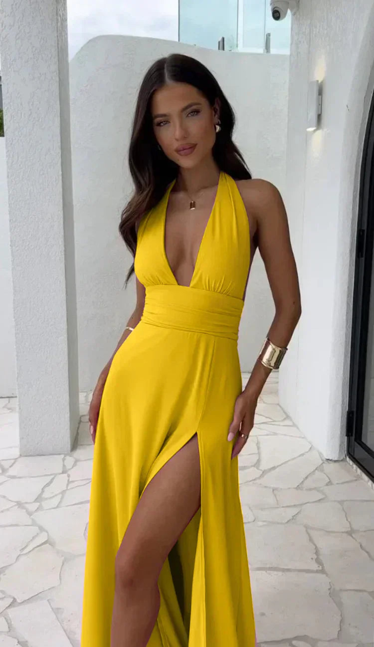 Robe élégante avec décolleté en V