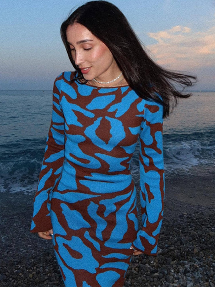 Robe en tricot à manches longues élégante