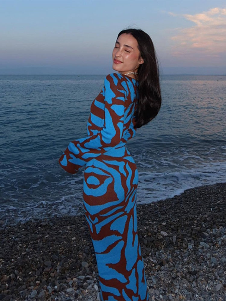 Robe en tricot à manches longues élégante